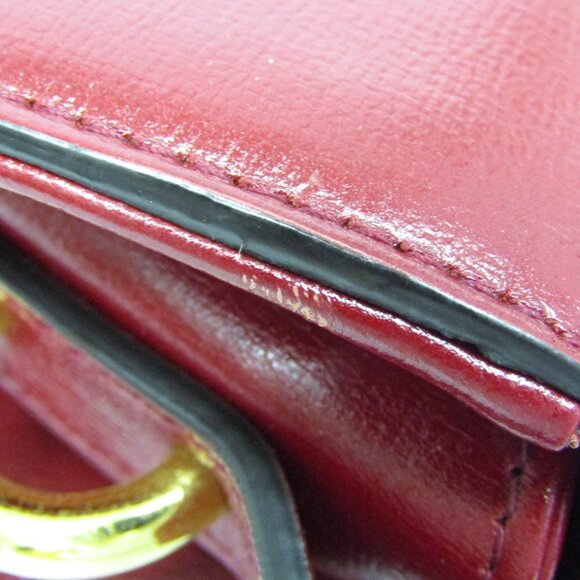 GUCCI Red Leather GG Marmont Shoulder Bag - Picture 9 of 16